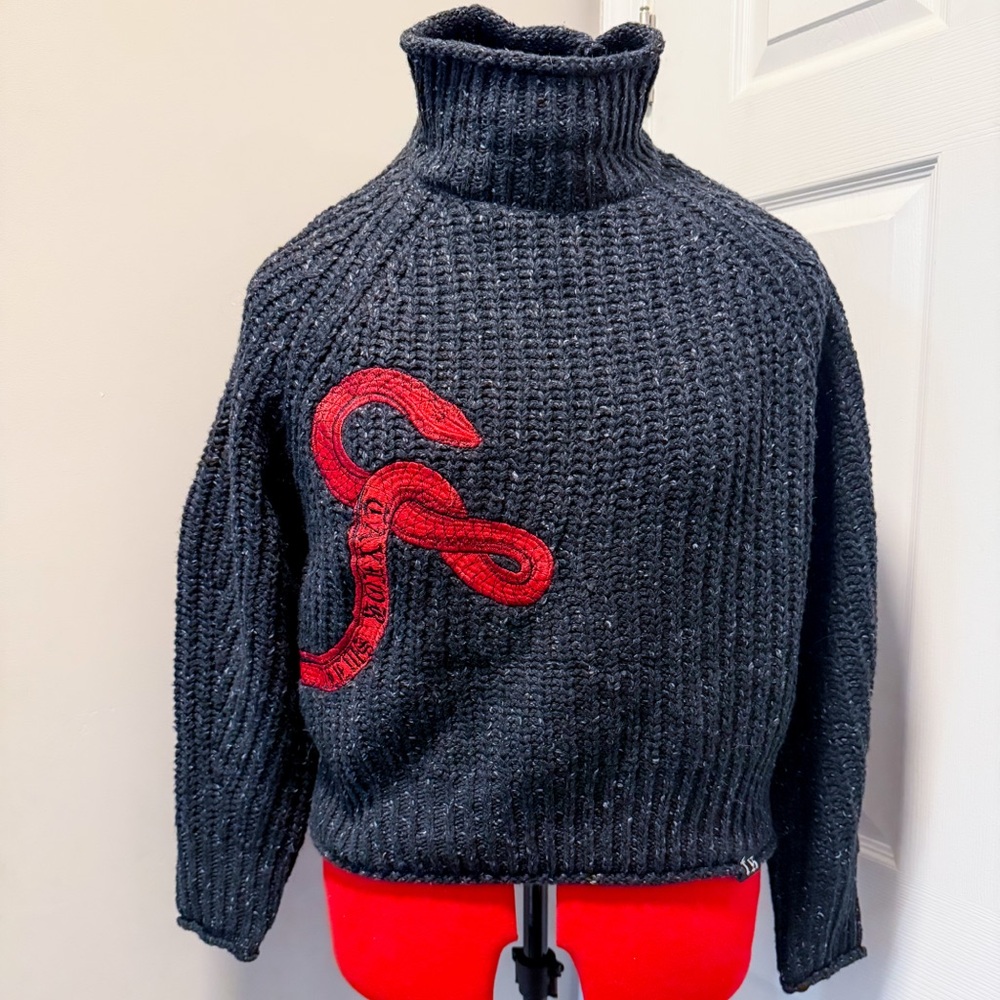 Taylor Swift Reputation Mockneck Cropped Sweater with Snake Embroidery Detail